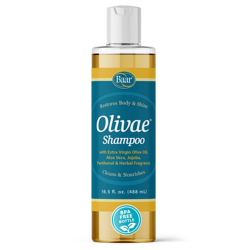 Baar Olivae Shampoo, Formulated with Organic Olive Oil to Nourish & Cleanse, Infused with Aloe Vera, Jojoba Oil & Proteins to Repair Dry Damaged Hair & Add Volume, 16.5 fl oz