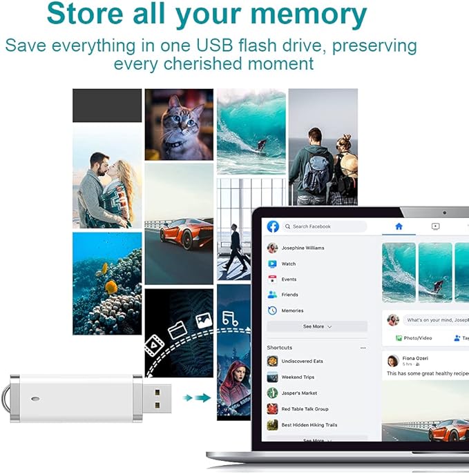 KEXIN 10 Pack 1GB Flash Drive USB 2.0 Flash Drive Pen Drive Memory Stick White