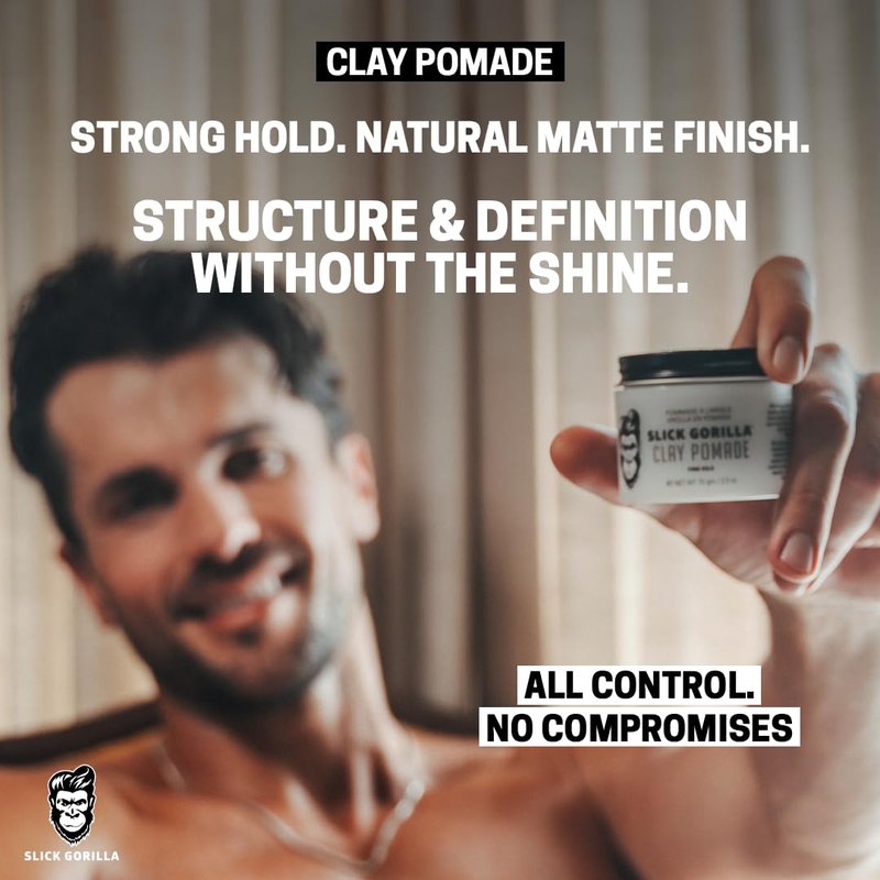 Slick Gorilla Clay Pomade for Men - Firm Hold Hair Clay with Natural Matte Finish | 2.5 oz (75 ml)