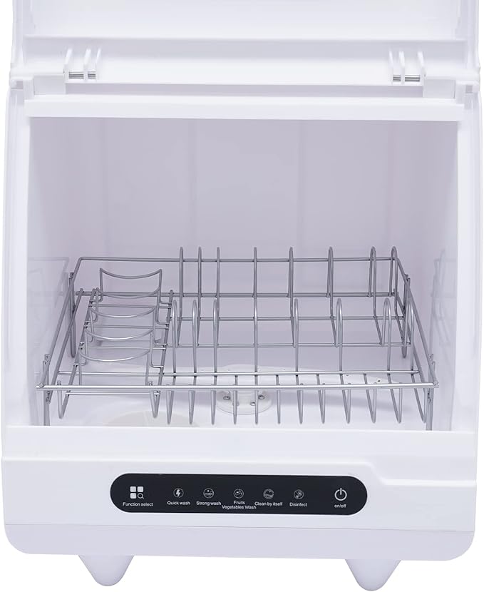 Portable Countertop Dishwasher,1.2KW Mini dishwasher with 5 Washing Programs & Basket,360° Dual Spray, Hold 2‑6 Sets Of Dishes,72℃ Rotating Spray,for Baby Care, Glass & Fruit Wash