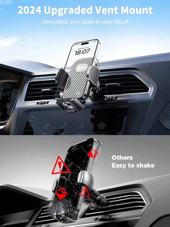 Nycetek 2026 Upgraded Car Vent Phone Mount [Military-Grade Clip] 360° Rotation, Universal Cellphone Holder Fits for iPhone 16 15 14 13 Pro Max Samsung Galaxy S24 S23 & All