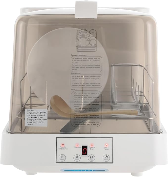 Countertop Dishwasher, 110V 800W Portable Automatic Dishwashing Machine with Tank & Touch Control, Household Compact 3 Washing Programs Dishwasher With Clear Door For Apartments, Dorms