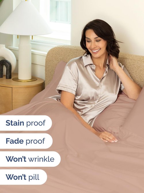 Extra Deep Twin Sheet Set - 4 Piece Breathable and Cooling Sheets - Hotel Luxury Bedding for Women, Men, Kids & Teens - Easy & Secure Fit - Soft, Wrinkle Free and Comfy - Extra Deep Pockets - Mauve