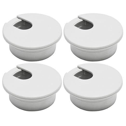 BOPOREAE Desk Grommet 1-3/8" (35 mm), Desk Cord Hole Cover, Cable Grommet ABS Plastic, Desk Hole Grommet for Office and Home Table Cable, Detachable Cable Cord Organizer (Light Grey 4 Pcs)