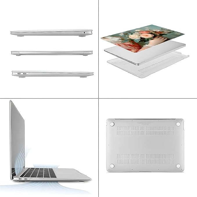 COTAIL Compatible with MacBook Air 13.3 13.6 Inch Case 2022 2021 2020 2019 Plastic Hard Shell Case Cover,13.3 Air (A1932/A2179/A2337), A Lady with Flowers
