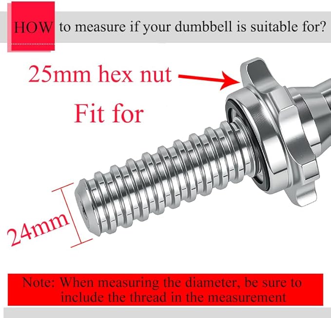 Lamoutor 2Pcs Anti-Slip Hex Nut 25mm Collar Screw for Barbell Dumbbell Weight Lifting (Silver 2pcs)