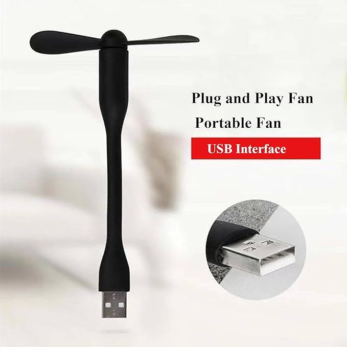 Soseelnee Mini USB Fan, Portable Pocket Fan USB-A Powered Little Cooler, Quiet Operation, for Home Office Car Outdoor Travel- 4 Pack (Black)