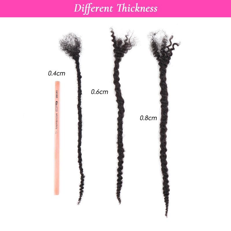 Orientdreads Textured Loc Extensions Human Hair with Curly Ends, Full Handmade Human Hair Dreadlock Extensions for Women/Men, Can Be Curled and Bleached (#Nature Black, 8 Inch 0.4cm 20 Strands)