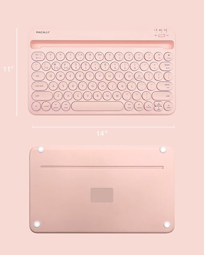 Macally Bluetooth Keyboard for iPad | Wireless Keyboard for Tablet, iPhone (Multi-Device, Built-in Stand, Rechargeable) Easy to Use and Cute Portable