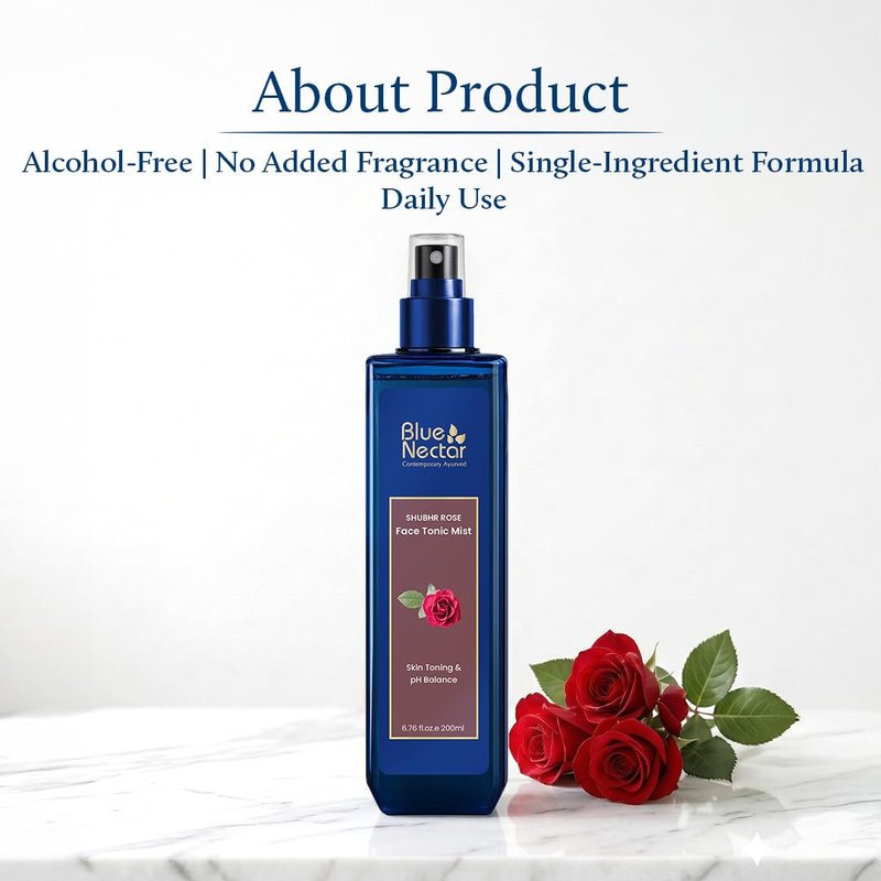 Blue Nectar Shubhr Steam Distilled Rose Toner Water & Face Tonic Mist (3.4 fl oz)