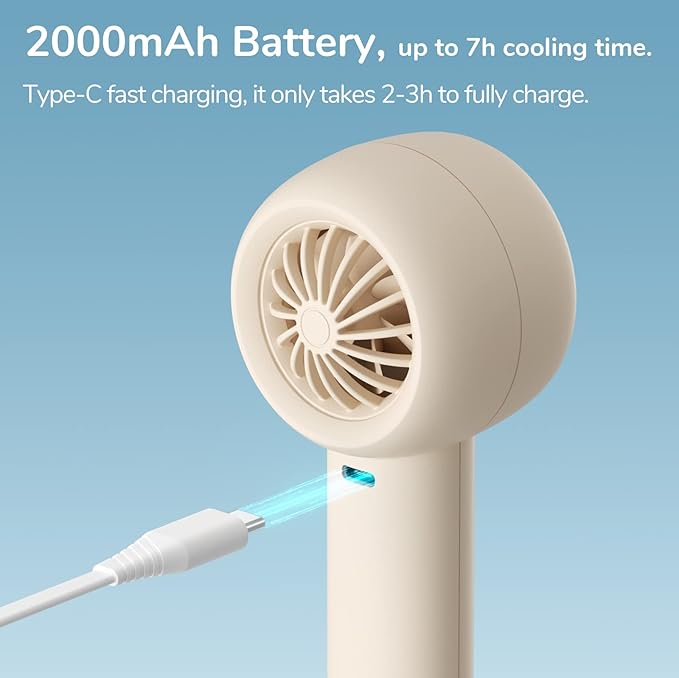 JISULIFE Mini Portable Fan-Bladeless Safe Design, Powerful Turbo Handheld Fan with 3 Speeds, USB Rechargeable, Small Pocket Design for Travel/Lash, Gifts For Girls/Women