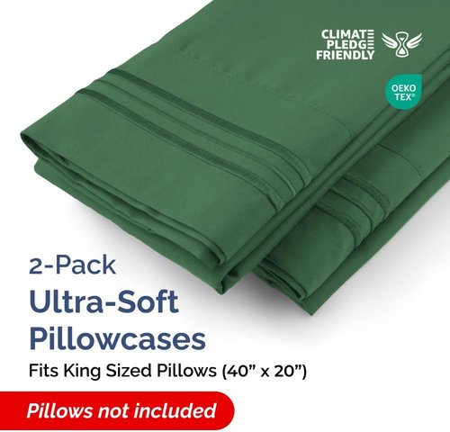 King Pillow Cases by [Brand Name] - Ultra Soft Hotel Quality Covers | Wrinkle-Free & Fade Resistant - Emerald Green, Set of 2
