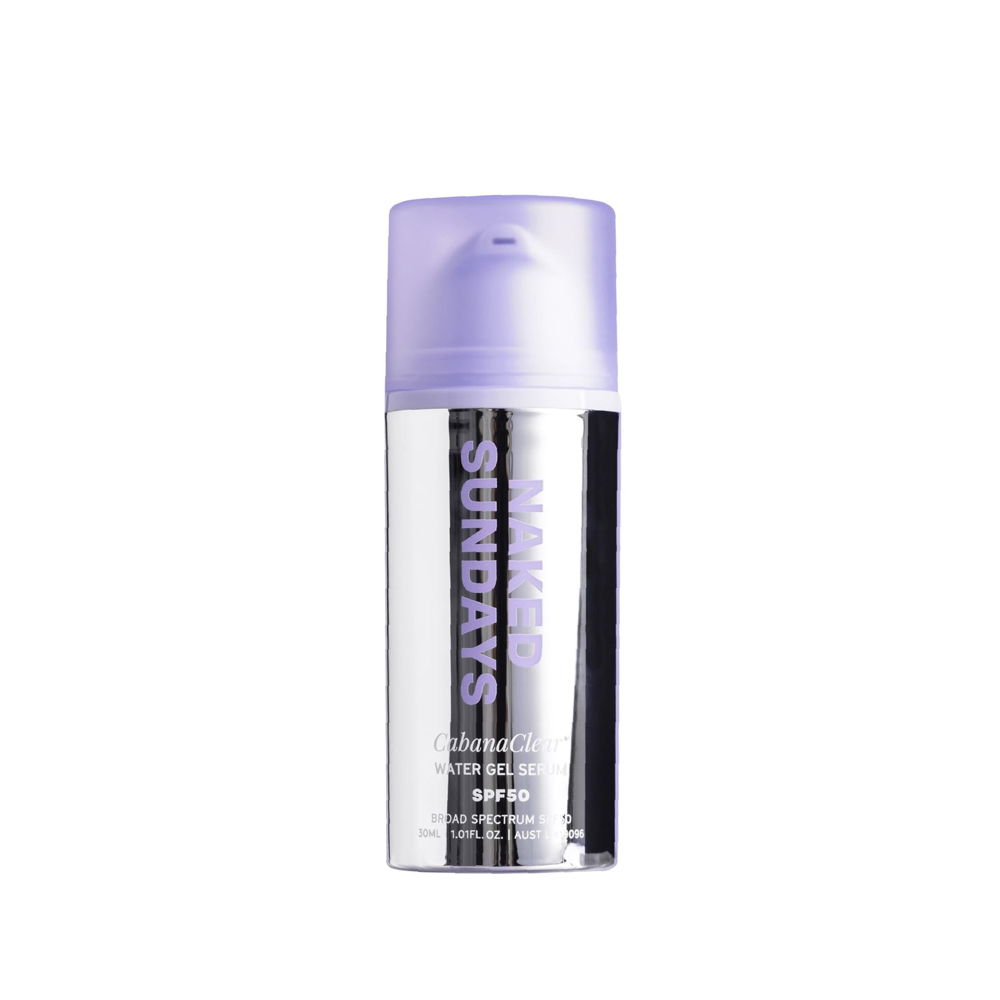 Naked Sundays CabanaClear SPF 50 Sunscreen Serum for Face, Invisible Water Gel with Hyaluronic Acid, Broad Spectrum UVA/UVB Protection, Hydrating Makeup Primer, No White Cast, Fragrance-Free, 30ml
