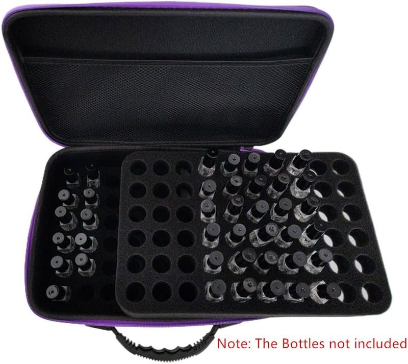 Essential Oil Storage Case - Hard Shell Organizer for 120 Bottles | Portable Double-Layer with Foam Insert (Black/Purple)