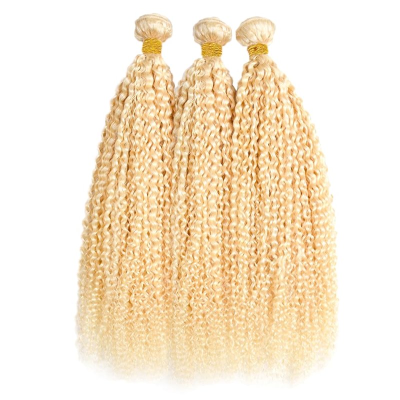 Blonde Curly Bundles 613 Honey Blonde Human Hair Bundles 14 16 18 Inch Brazilian Virgin Remy Hair Extensions 613 Kinky Curly Bundle Double Weft