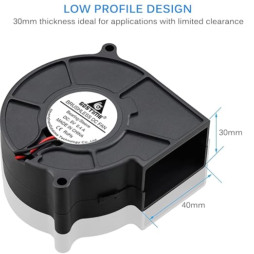 GDSTIME 75mm X 30mm USB Blower Fan with 3 Speeds Control, 5V Powered DC Brushless Turbine Turbo Cooling Fan