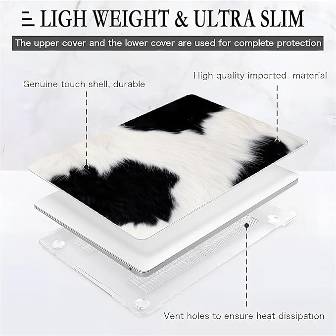 COTAIL Compatible with MacBook Air 13.3 13.6 Inch Case 2022 2021 2020 2019 Plastic Hard Shell Case Cover,13.3 Pro(A1706/A1708/A1989/A2159/A2289/A2338), Cow