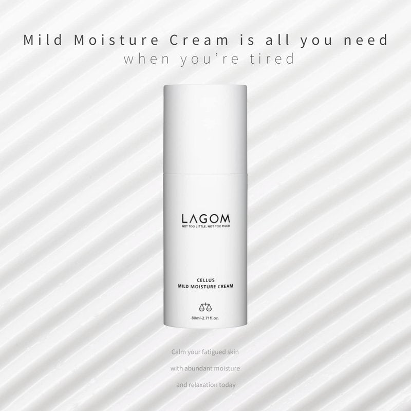 LAGOM Cellus Mild Moisture Cream with D-panthenol, Natural Moisturizer, Hypoallergenic, Fragrance-Free, Refreshing Herbal Face Lotion for Sensitive Skin 2.71 Fl Oz