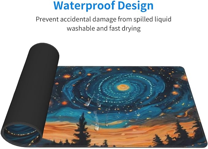 PPZCXWP Gaming Mouse Pad, Large Non-Slip Rubber Base Mousepad, Keyboard Mouse Mat, Desk Pad with Stitched Edges, 31.5x11.8inch, Abstact Sky, PPZCXWP007