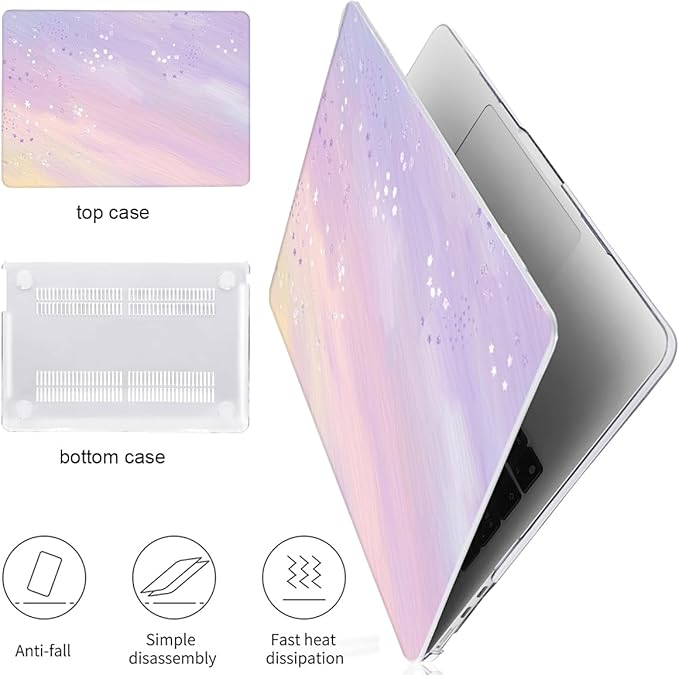 LCMOCICO for MacBook Air 13 Inch Case 2026 2025 2024 2023 2022 Release M5 A3449 M4 A3240 M3 A3113 M2 A2681, Scratch Resistant Plastic Hard Shell Case for MacBook Air 13.6 M5, Pink Purple Gradient