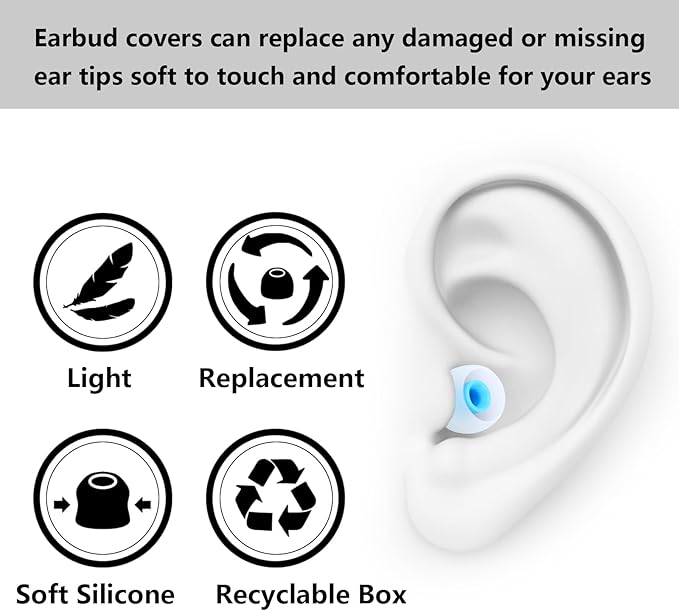MMYQXI Earbud Replacement Tips Silicone Earbud Tips Earbud Covers Fit for in-Ear Headphones (Inner Hole 3.8mm -5.1mm) Ear Tips Earbud Rubber Tips 9 Pairs S/M/L