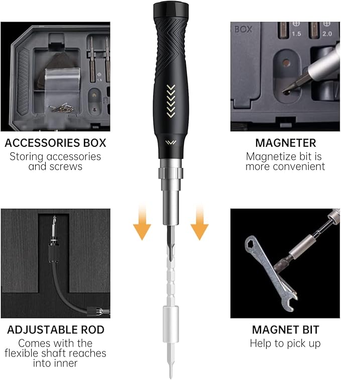 JAKEMY 164 in 1 Precision Screwdriver Set, Laptop Screwdriver Kit, Professional Computer Screwdriver Repair Tools with T5 T6 Torx Screwdriver Bit for MacBook, iPhone, PC, RC, PS5, Watch, Xbox, DIY
