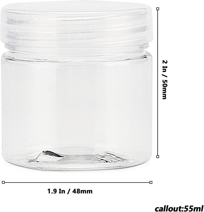 Clear Plastic Bead Containers - 70 PCS 2oz Round Storage Jars with Lids for Lotions, Beads & Spices