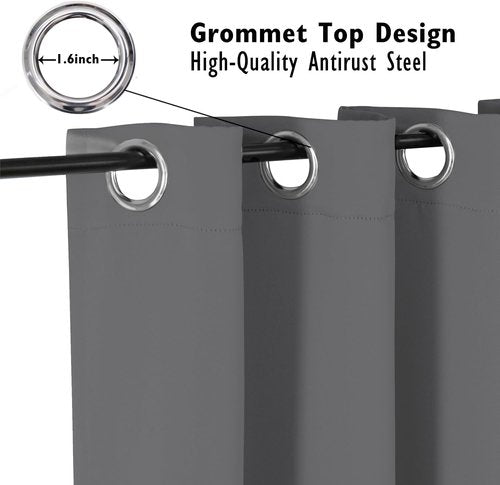 ChrisDowa Blackout Curtains - 84-Inch Thermal Insulated Grommet Panels Set for Bedroom & Living Room (Grey, 2 Panels)