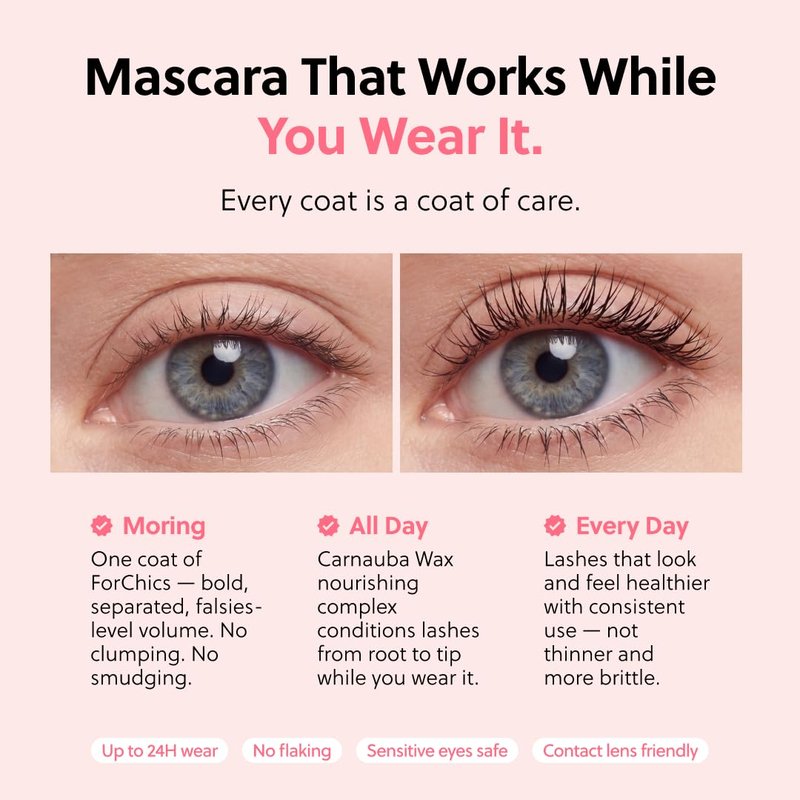 Nourishing Mascara | Growth & Strengthening Formula for Thicker, Healthier Lashes - Volumizing Black Treatment