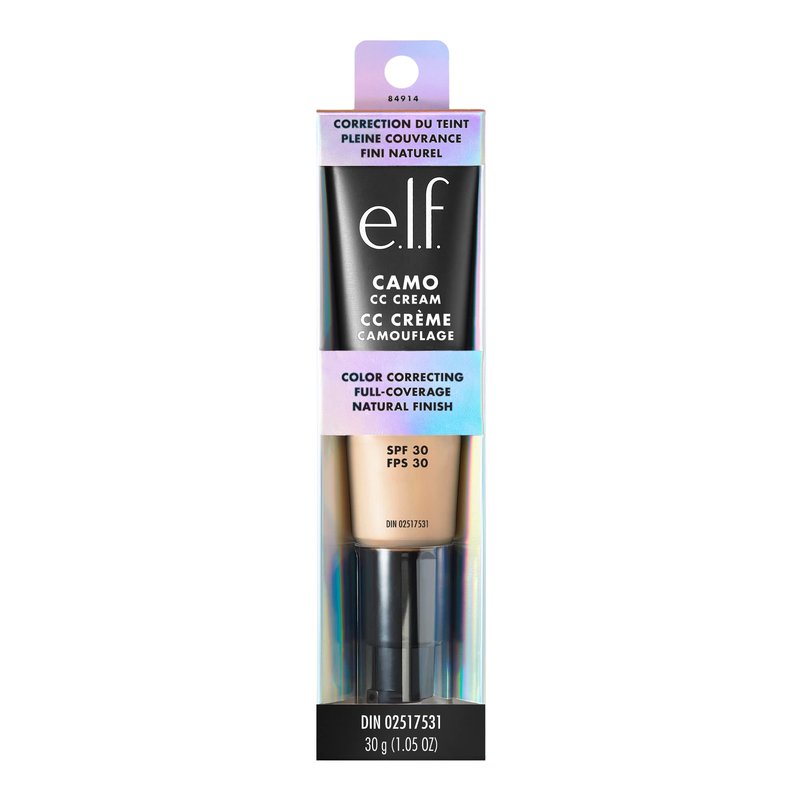 e.l.f. Camo CC Cream, Color Correcting Medium-To-Full Coverage Foundation with SPF 30, Light 240 W, 1.05 Oz (30g)