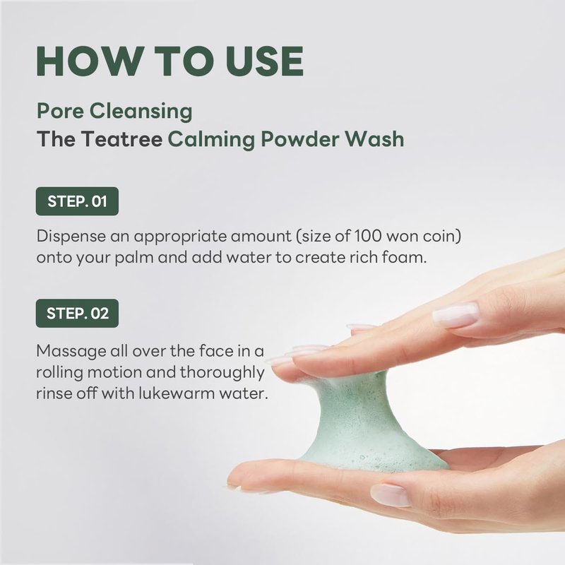 Mediheal Teatree Calming Powder Wash (1.76 oz) - Hydrating Daily Facial Cleanser with Gentle and Rich Bubbles for Remove Blackhead