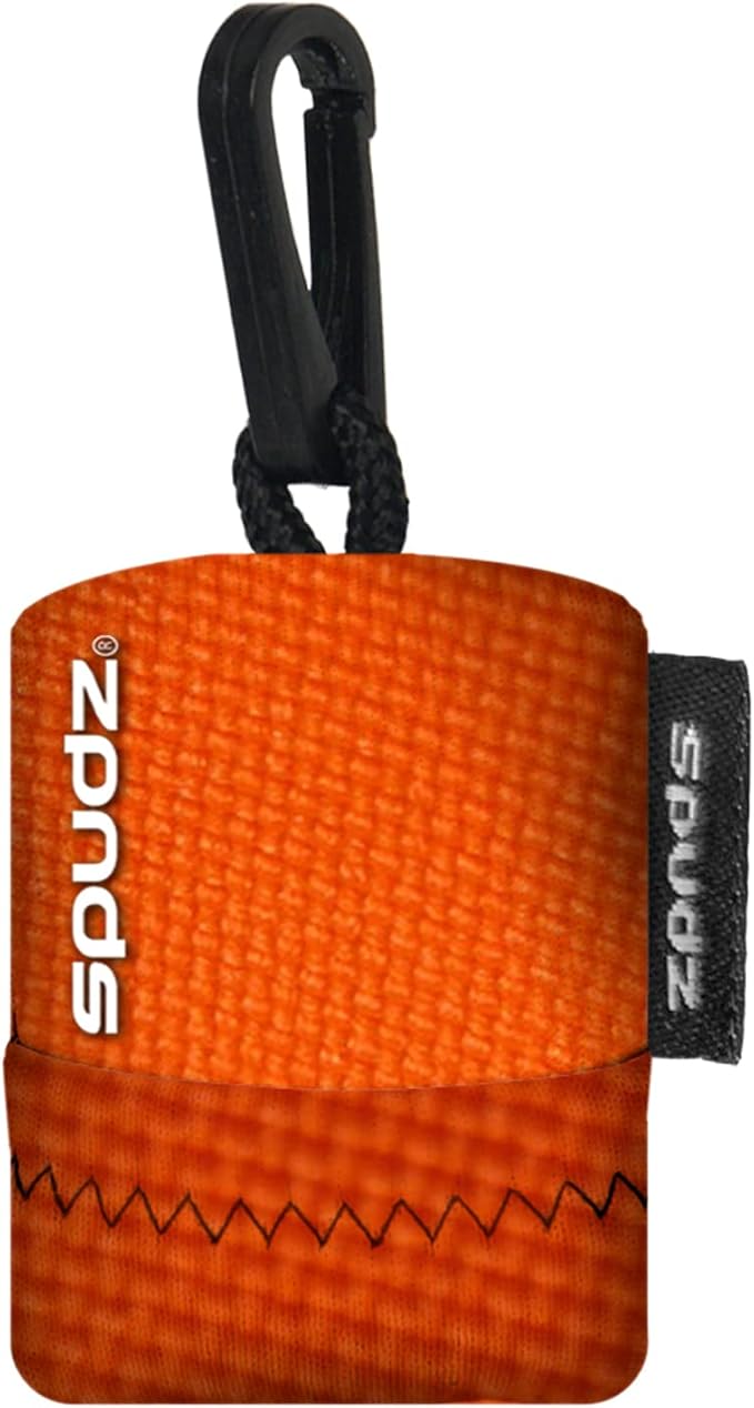 SPUDZ Ultra Microfiber Lens Cleaner with Closeable Bottom – Clip-On Pouch, Washable – for Binoculars, Scopes, Glasses, Screens | Ultra Blaze Orange, 10 x 10 Inch