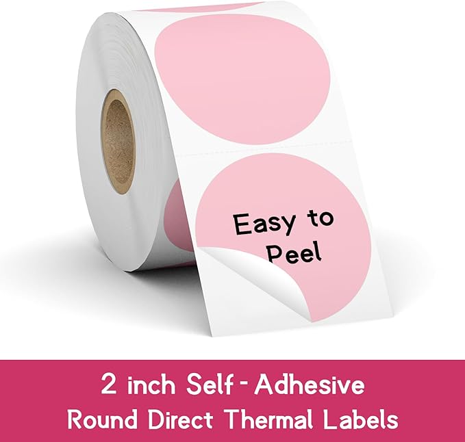 StickerTag 6 Rolls 2 Inch 6-Color Assorted Circle Direct Thermal Stickers Labels, Self-Adhesive Round Direct Thermal Labels for Business, DIY, Code, Name Tag, Envelope Seal - 4500 Labels
