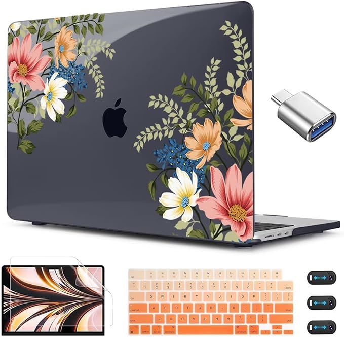 CISSOOK Compatible with MacBook Air 13.6 Inch Case 2026 2025 2024 2023 2022, Plastic Hard Shell Case with Keyboard Cover for MacBook Air 13.6 M2 M3 M4 M5 Chip A2681 A3113 A3240 A3449, Retro Flower