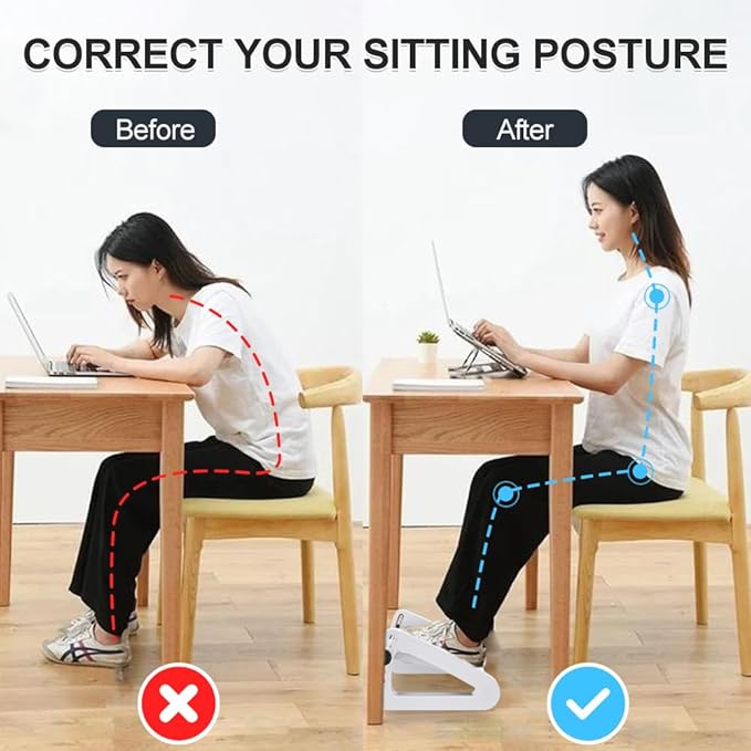 ZLMHYYM Foot Rest for Under Desk At Work - Six Heights Adjustable Under Desk Footrest - Ergonomic Foot Stools for Under Office Desks - Desks Foot Rest with Massage Rollers - Leg Rest for Chair (White)