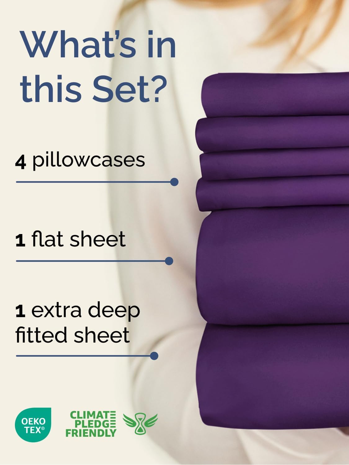 Skiennix Extra Deep King Sheet Set | 6-Piece Breathable Cooling Bedding - Soft, Wrinkle-Free Purple