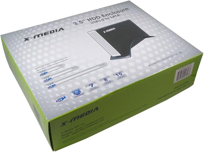 X-MEDIA 3.5-Inch USB 3.0 SATA I/II/III Aluminum Hard Disk Drive HDD External Enclosure Case [XM-EN3251U3-BK]