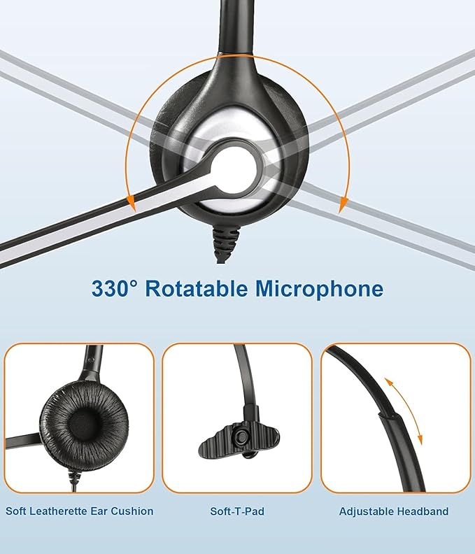Wantek Cell Phone Headset with Microphone Noise Cancelling for Laptops, PC,3.5mm Jack,Volume Control,Wired Computer Headsets for Zoom Skype,for Office,Business, Call Center, Clear Chat