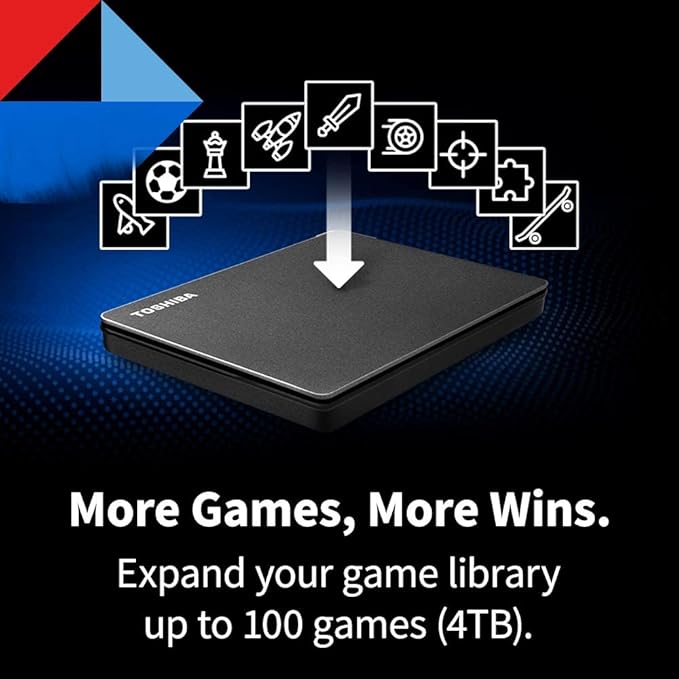 TOSHIBA Canvio Gaming 2TB & Basics 4TB Portable External Hard Drives for PlayStation, Xbox, PC & Mac