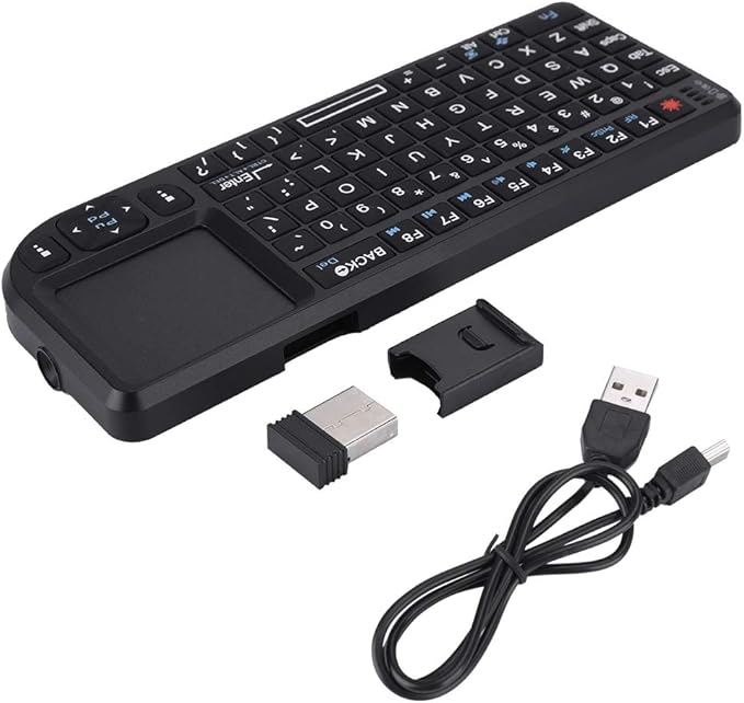Serounder 2.4GHz Touchpad Keyboard,A8 Mini Rechargeable Ultra-Thin Mini USB Backlit Keyboard with IR Light for HTPC for /4 for 360 and ONE(QWERTY Keypad)