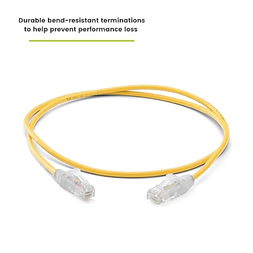 TRUECABLE Cat6 Component Rated Patch Cable, Unshielded (U/UTP), 3ft, Yellow, 28AWG Stranded Pure Copper, Snagless 10G High-Speed Ethernet Cable, PoE++ 4PPoE 100W, UL Listed, RoHS-3, 1 Pack