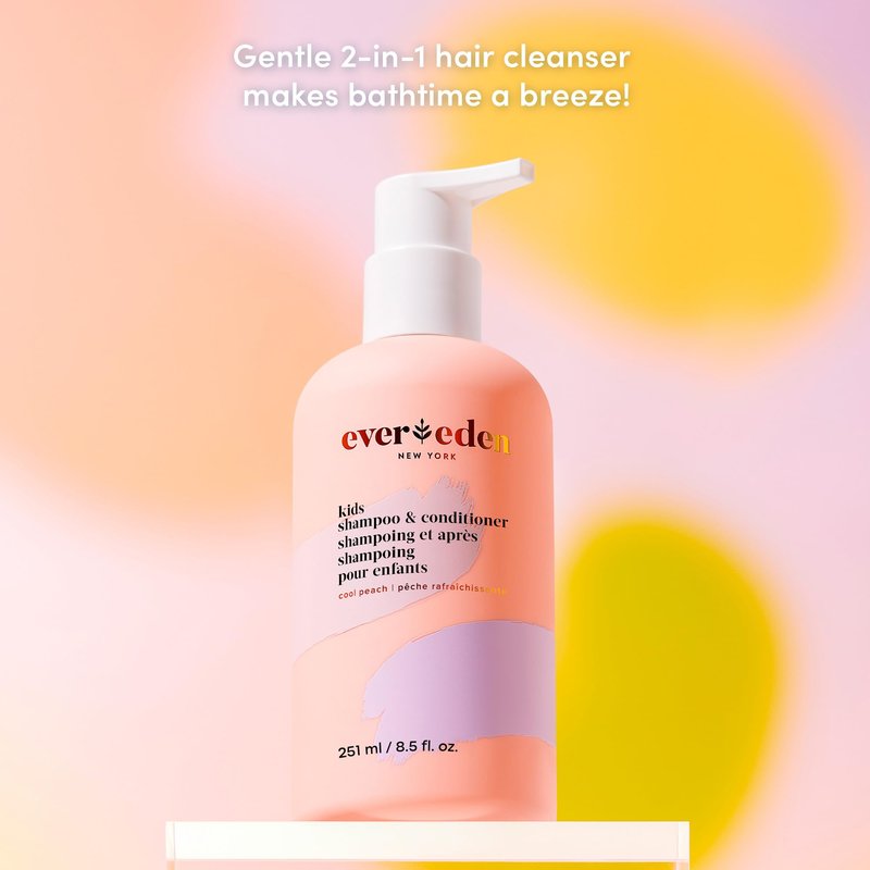 Evereden Kids Shampoo and Conditioner 2 in 1 and Kids Body Wash set | Gentle and Clean Skin Care | Non-toxic Ingredients | Cool Peach scent