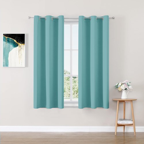 ChrisDowa Small Window Curtains - 40-Inch Grommet Thermal Insulated Room Darkening Panels | Aqua (Set of 2)
