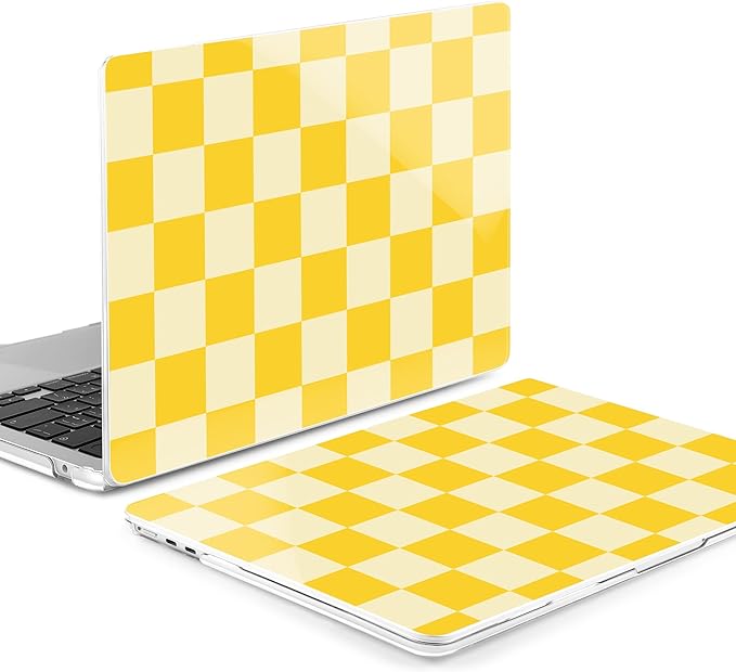 MEEgoodo Case for M5/M4/M3/M2 MacBook Air 13.6 inch 2026 2025 2024 2022, Fit Model A3449/A3240/A3113/A2681, Case Compatible with MacBook Air 13 inch, Yellow Squares