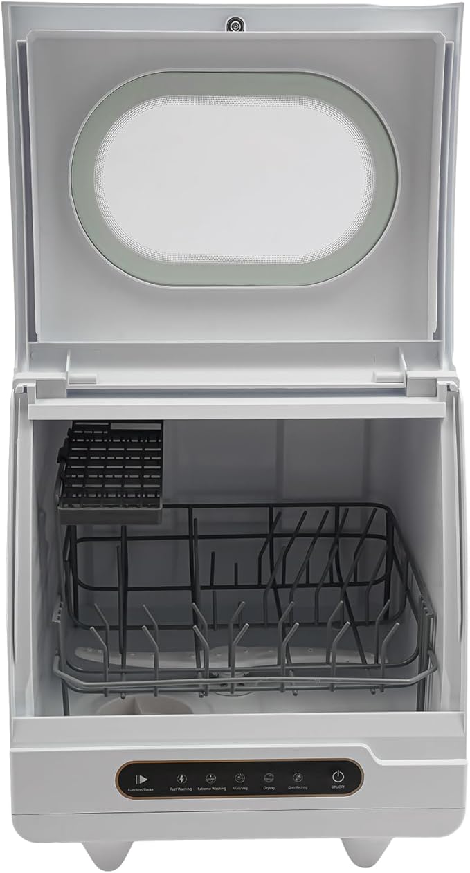 800W Portable Countertop Dishwasher,5 Washing Modes, Mini Dishwasher with 5L Water Tank,161.6℉ High-Temp, No Installation Needed, Compact Dish Washing Machine for 4-6 Sets Tableware (Type C - White)