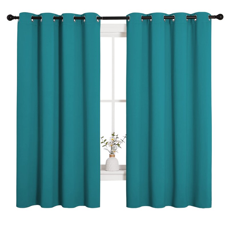NICETOWN Room Darkening Curtains 68 inch Length 2 Panels, Thermal Insulated Grommet Blackout Curtains for Modern Casual Elegant Bedroom Kids Room Theme Decoration (Peacock Teal, 2 Pieces, W55)
