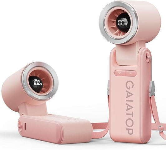Gaiatop Portable Handheld Turbo Fan, 15 Hrs Cooling, 180° Foldable 4-in-1 Hand Held Fans, 6-Speed (1-100) Personal Mini Handheld Fans, Small Portable Fan for Travel, Working, Outdoor Women Gifts, Pink