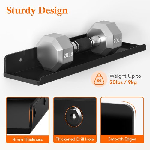 Lifewit Floating Shelves - 15" Acrylic Wall Organizer for Perfume & Decor | 6 Pack, Black