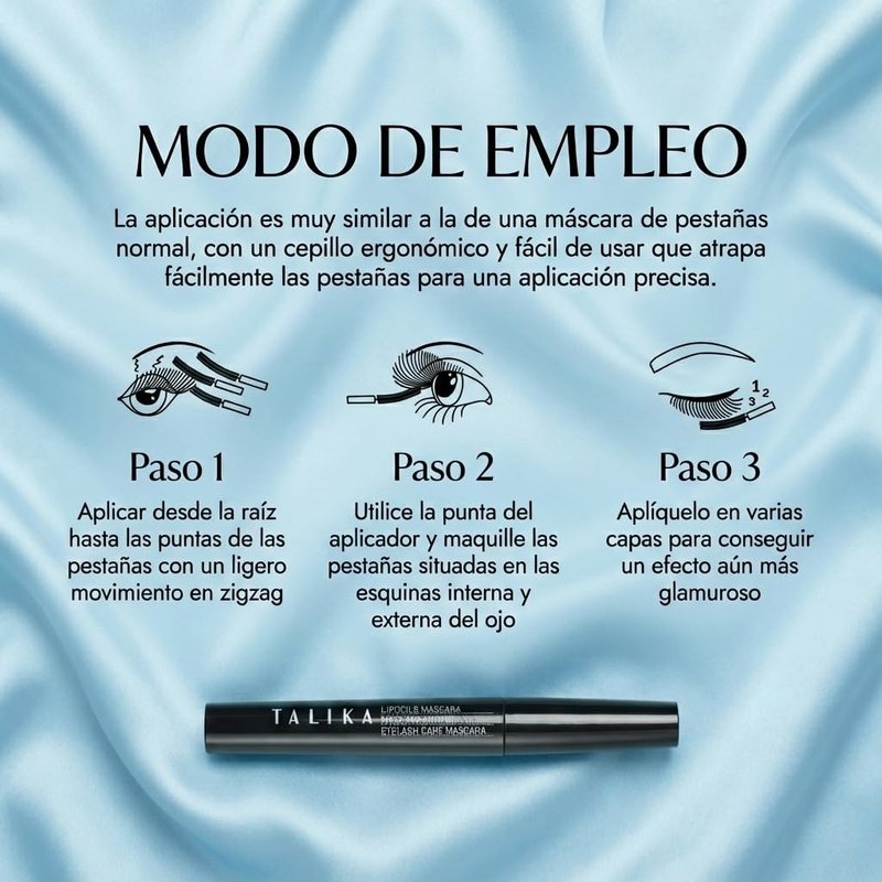 Talika Lipocils Water Resistant Mascara - Black- Non-Smudge Formula, Natural Lash Enhancement, Quick Definition, Improved Lashes in 14 Days, Volumizing, Strengthening, Curling, Darkens Over Time