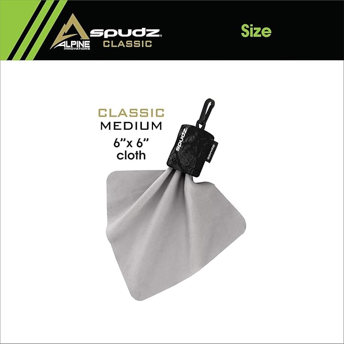 SPUDZ Classic Microfiber Lens Cleaner – Clip-On Pouch, Washable – for Binoculars, Scopes, Glasses, Screens | Classic | Stealth Shadow, 6 x 6 Inch (3-Pack)